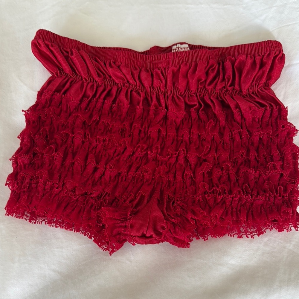 Women's Ruffled Red Shorts
